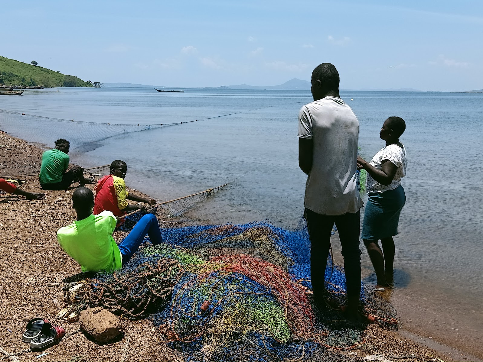 Fishing net in the lake